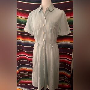 Vintage Light Teal Blue (light Mint) Collared Button-Up Coffee Shop/Diner Dress